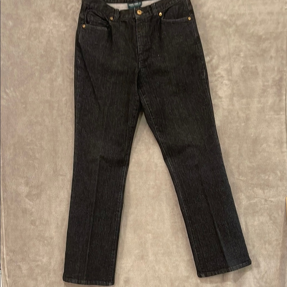 VTG. Lauren Jeans Co Ralph Lauren Womens Black Denim Straight Leg Jeans Size‎ 8